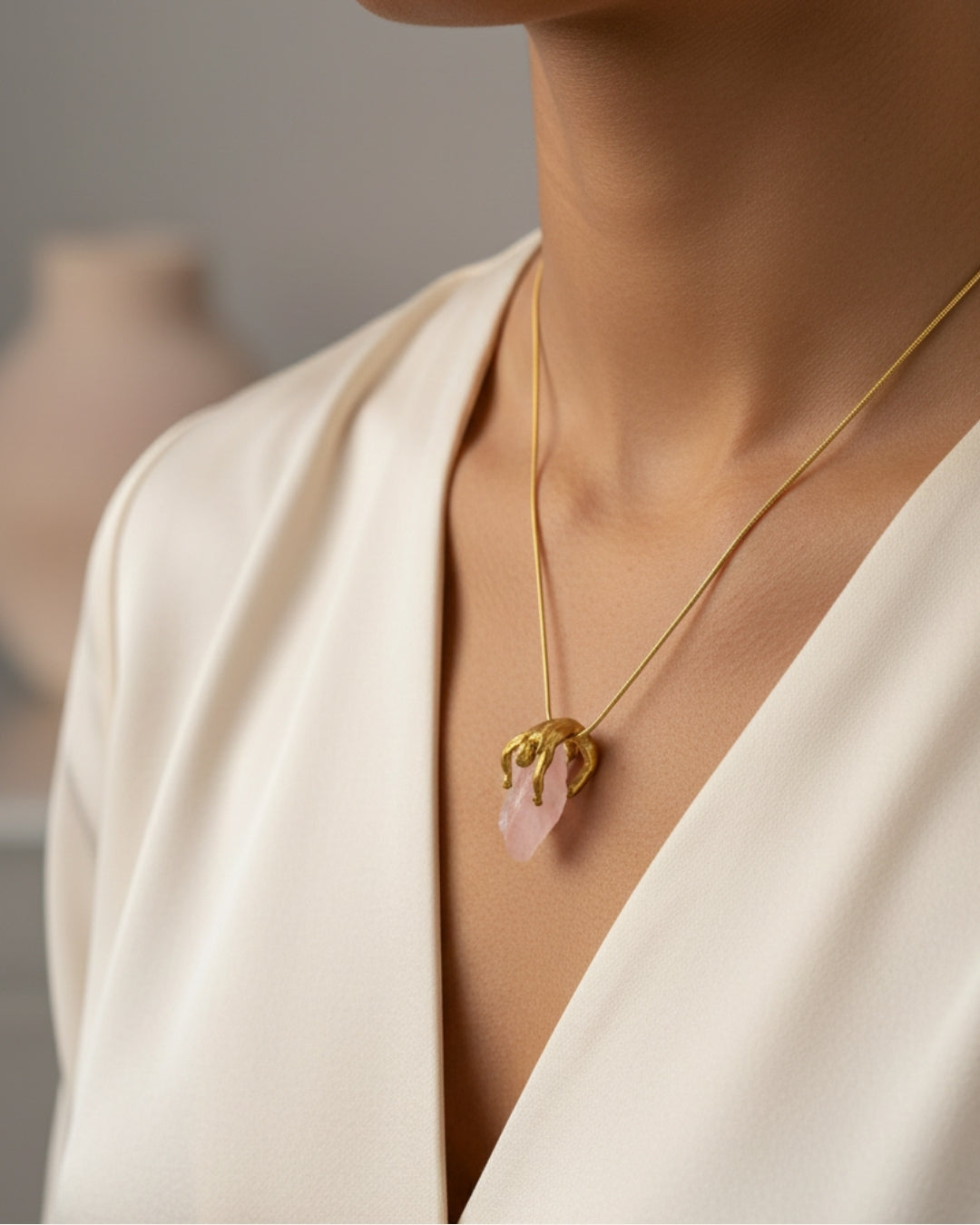 Pembe Kuvars Lover Mini Kolye