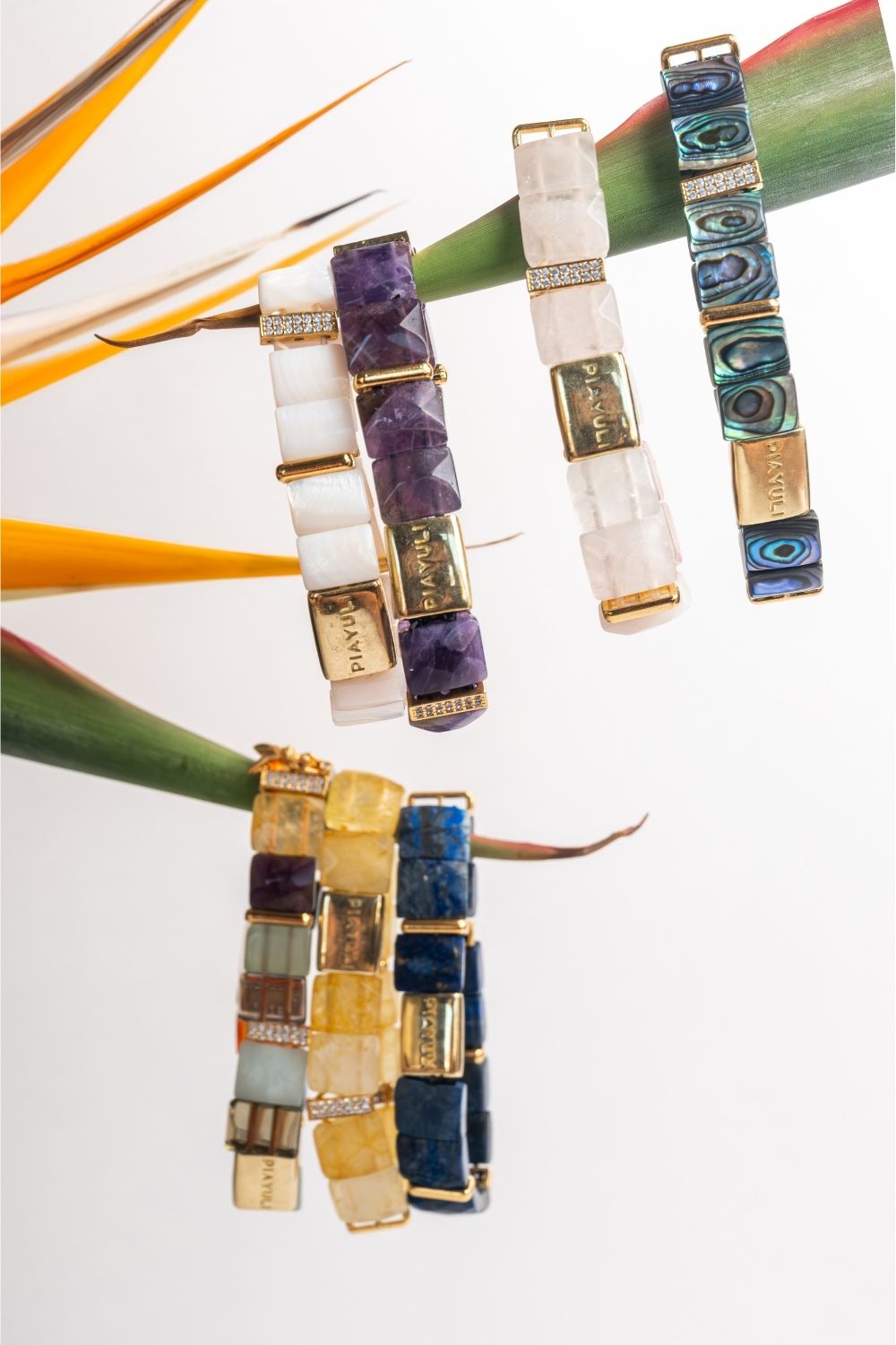 Modern doğal taş ametist bileklik modeli