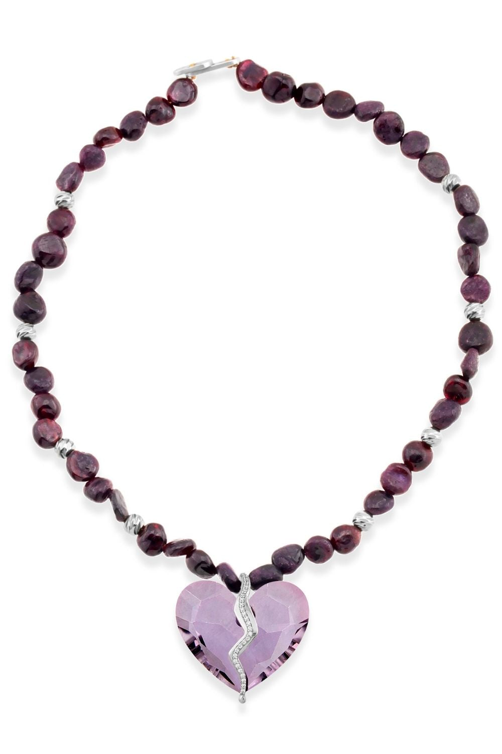 minimal tasarıma sahip garnet kalp kolye