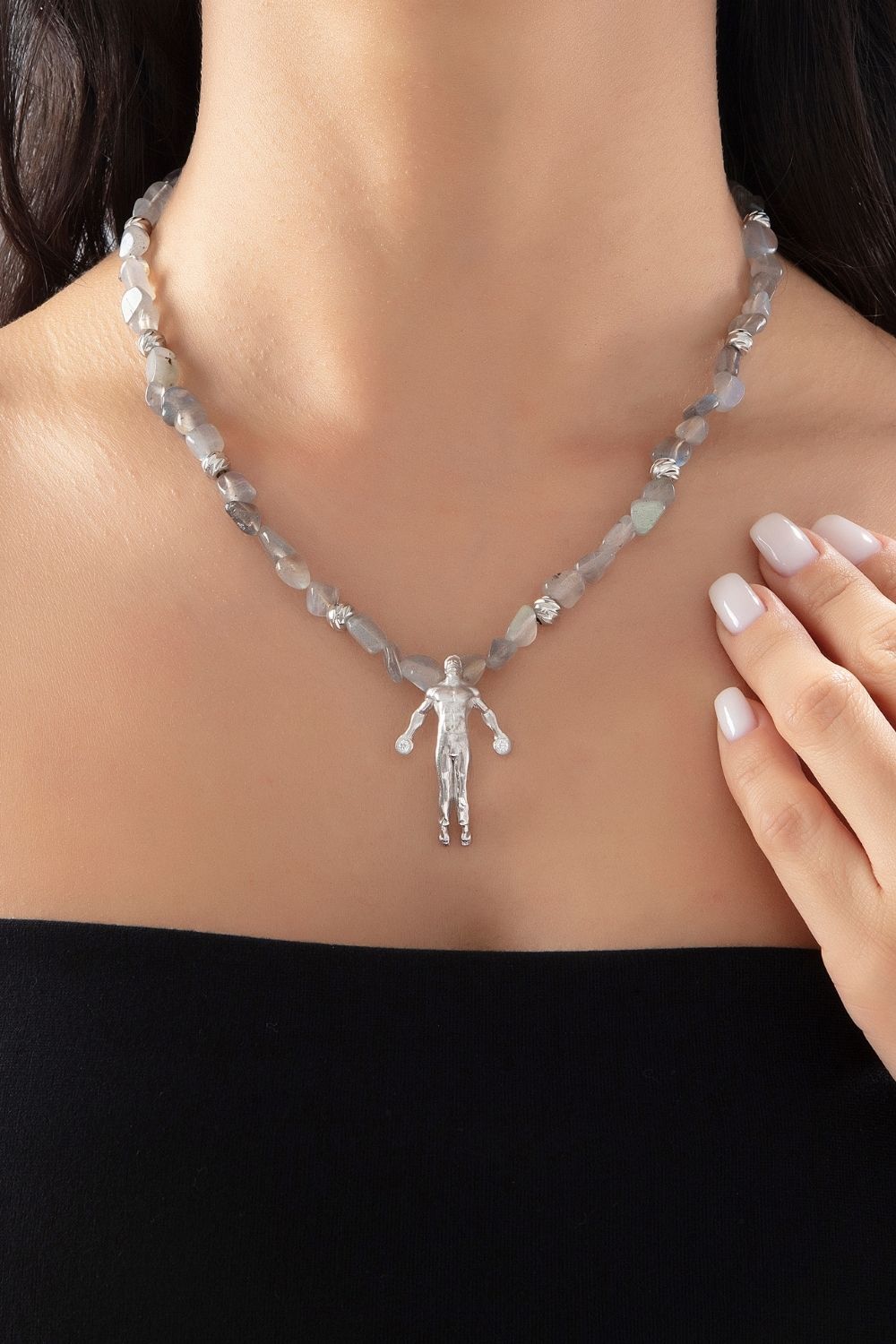 doğal taşlı mistik kolye modeli