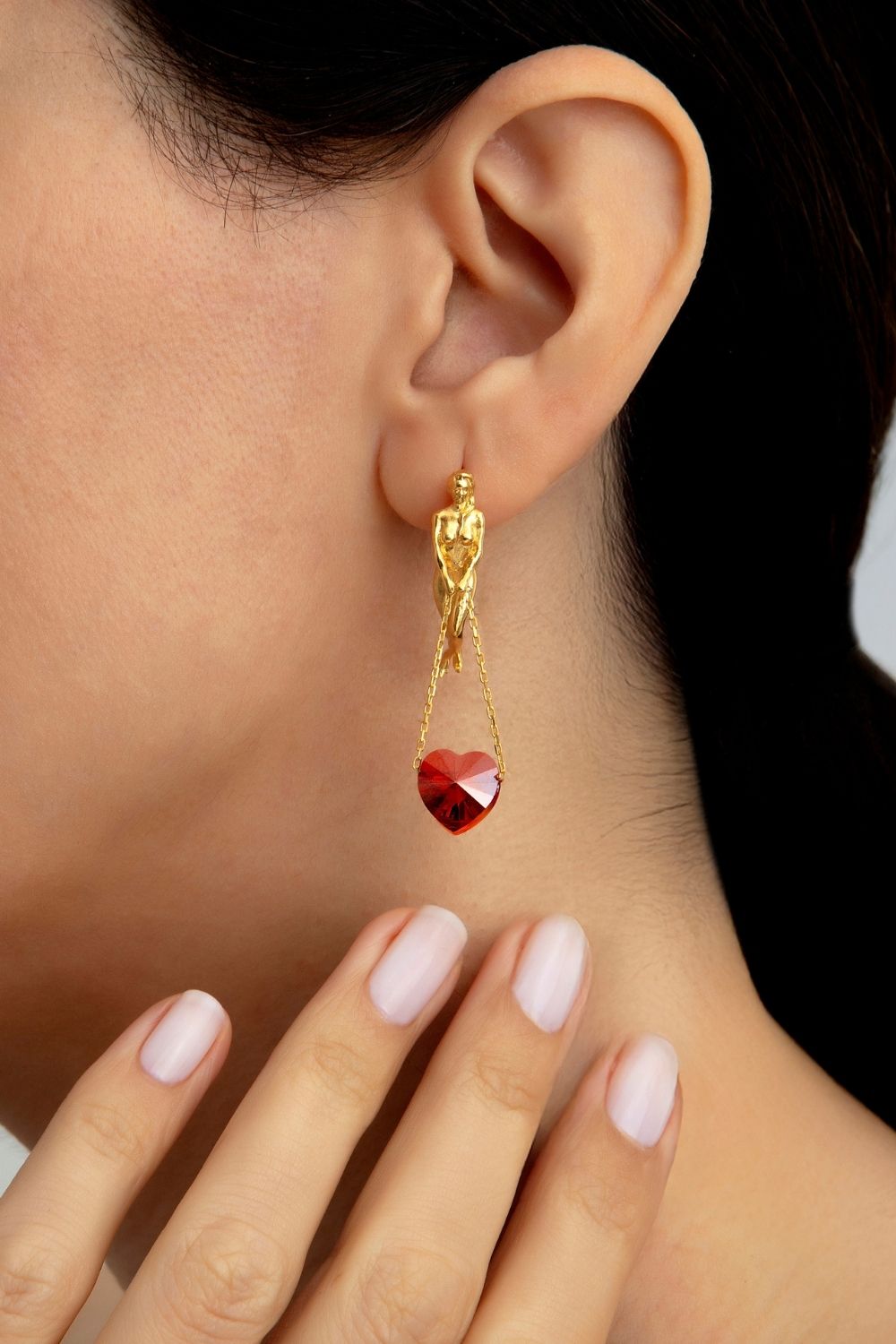 Lüks altın kaplama Lovers Earrings modeli