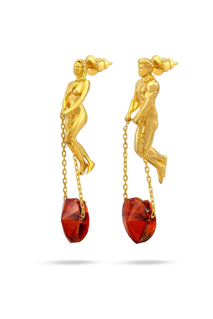 Kalp Swarovski taş detaylı Lovers Earrings görünümü