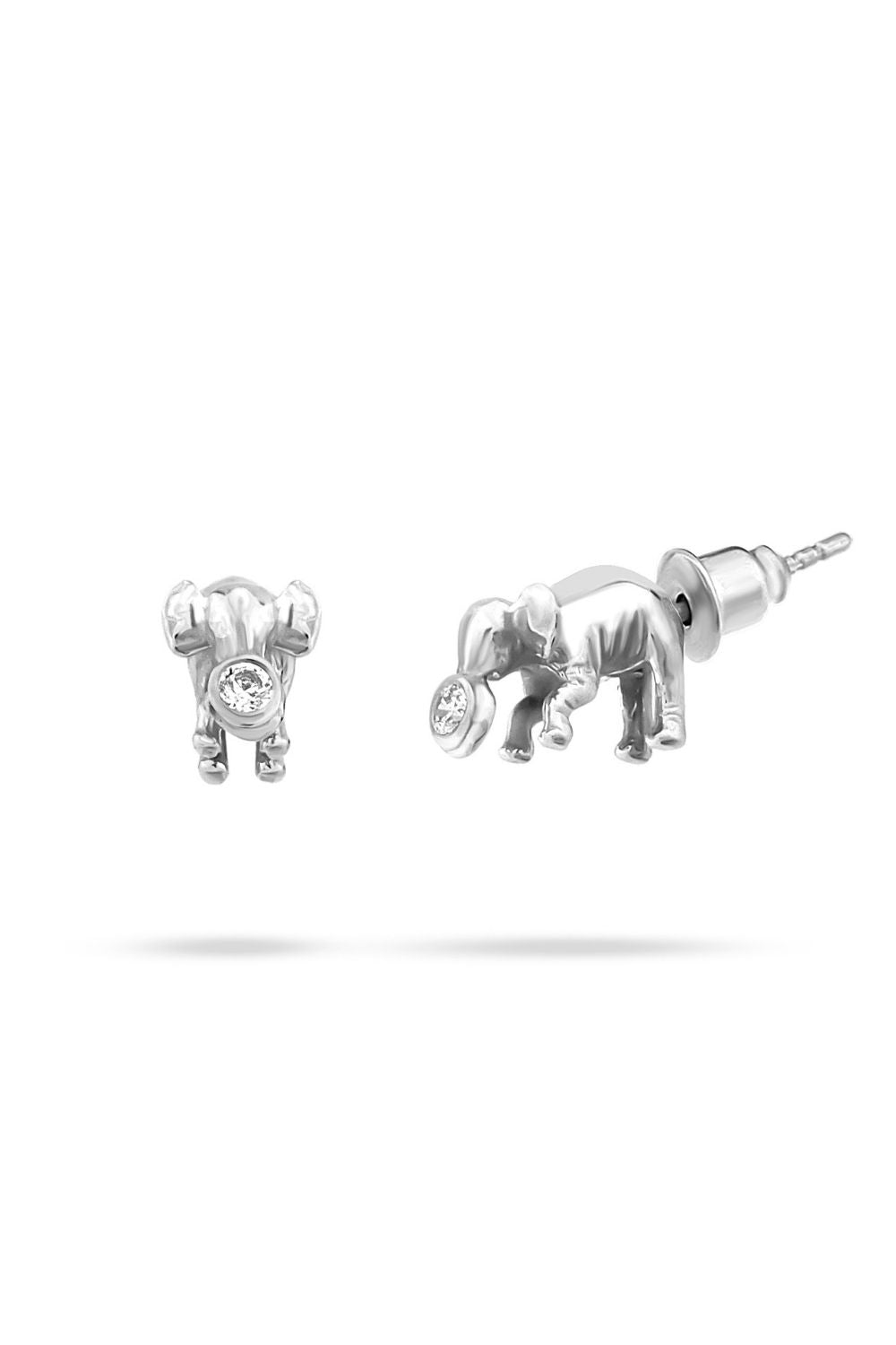 Zirkon taş detaylı Mini Elephantes küpe görünümü